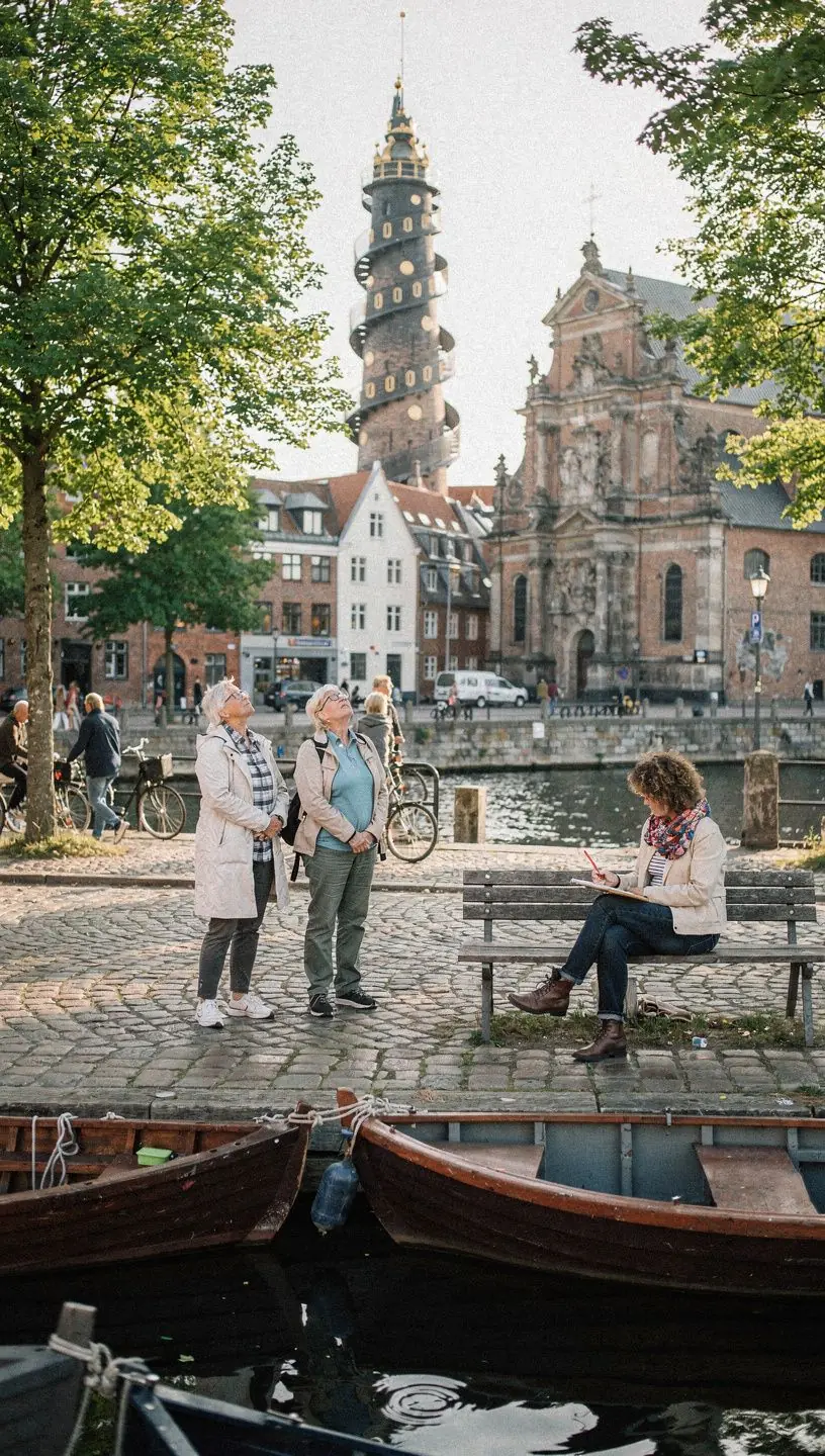 Lokale kvarterer med hyggelige caféer og travle gader, der fremhæver den autentiske københavnske atmosfære og nabolagsliv.